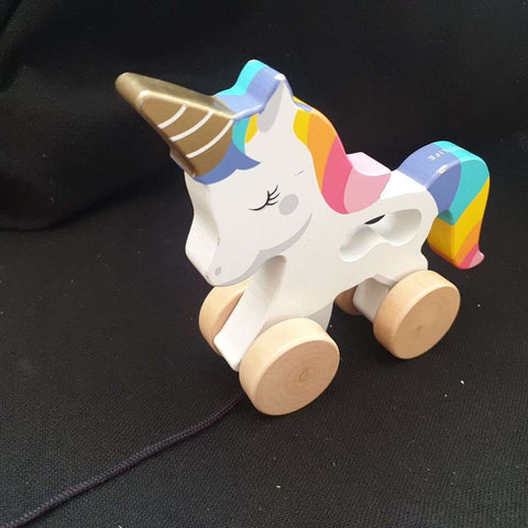 Wooden unicorn and carriage