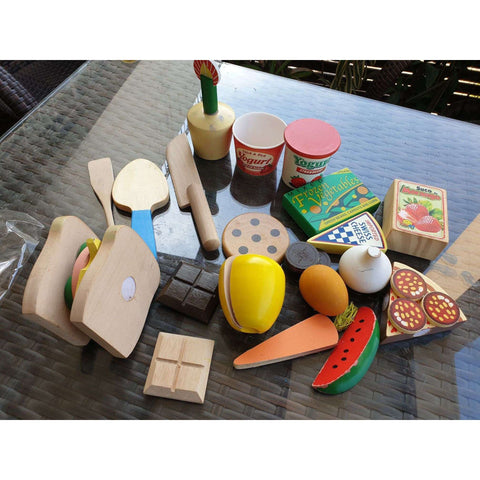 Wooden play food set